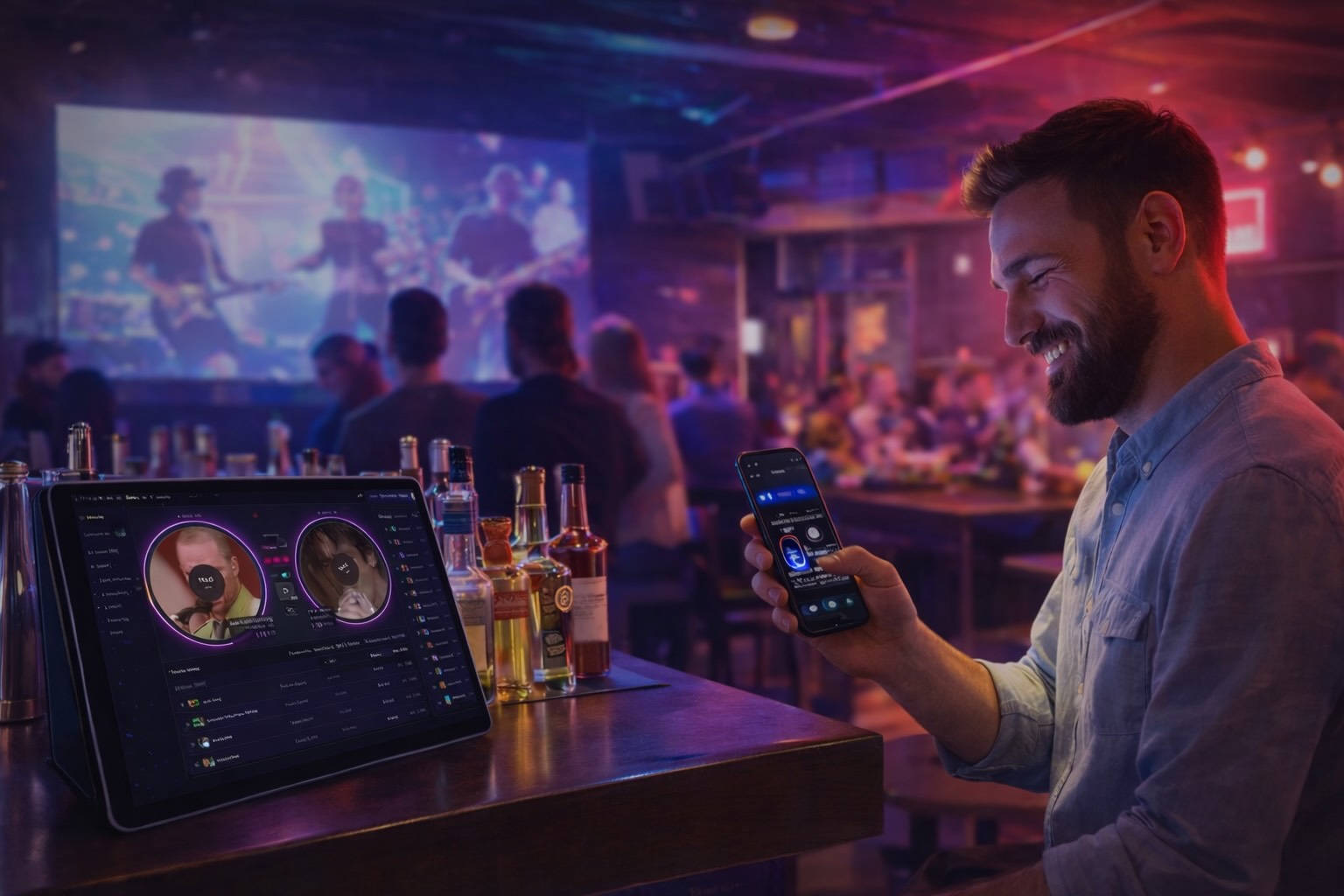 Bar using Deckster for professional music management